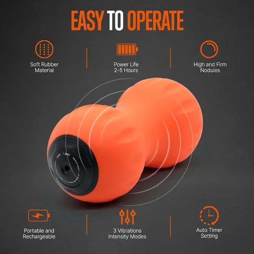 Miniatura 4 de SQUATZ Peanut - Pelota de masaje vibratoria inalámbrica, 3 niveles de intensidad de vibración, 2 a 5 horas de vida útil, portátil y recargable