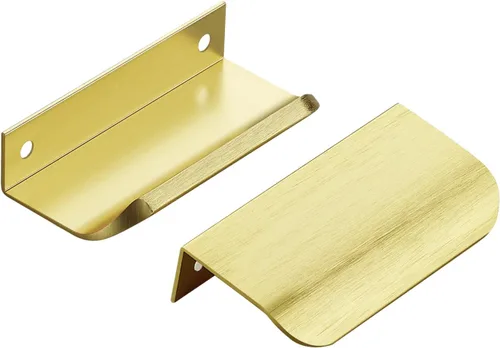 Miniatura 17 de Ravinte Hardware Paquete de 6 Manijas Doradas para Gabinete, Tiradores de Borde de Dedo de 3 Pulgadas (76mm), Centro de Orificio de 2 Pulgadas