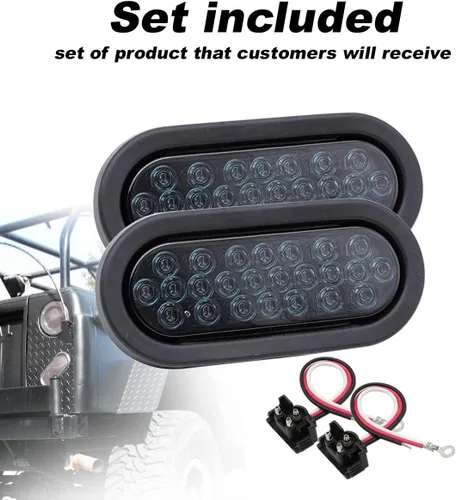 Miniatura 6 de 2 piezas de 6 pulgadas de lentes ovalados ahumados rojos, luces traseras multifunción con parada de freno con goma y enchufe para camiones