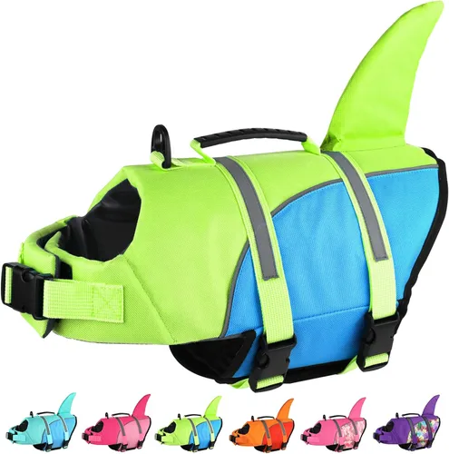 Miniatura 15 de Doglay Chaleco salvavidas para perro, tejido antidesgarros Ripstop, lindo chaleco salvavidas para perros con flotabilidad superior y asa de rescate