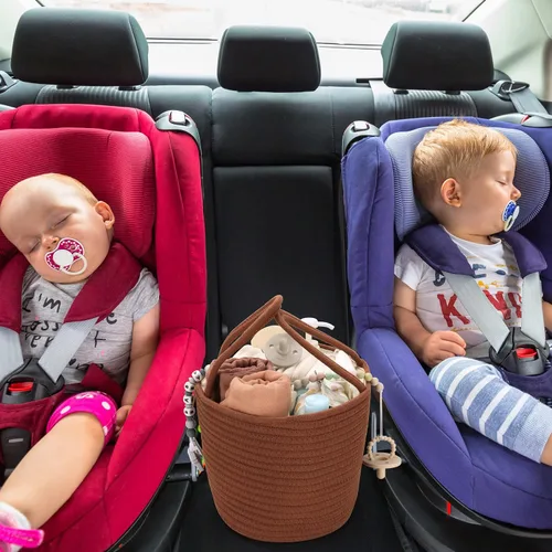 Miniatura 25 de Organizador de pañales para bebé con cuerda de algodón para niña o niño, cesta de almacenamiento portátil para guardería, bolsa de transporte