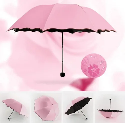 Miniatura 2 de chenwen Sombrillas de lluvia solar con material floreciente, plegables y compactos de viaje