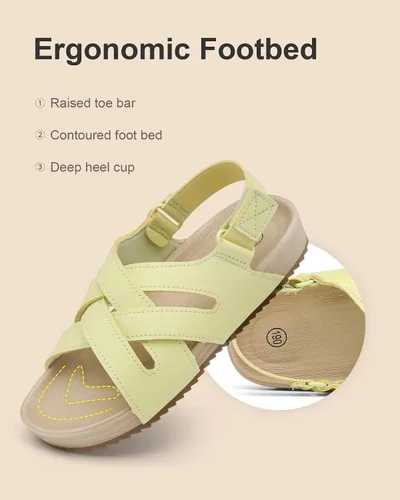 Miniatura 5 de Cubufly Sandalias para niños pequeños, de doble correa, planas, cómodas, para verano, correas elásticas en la parte trasera con gancho