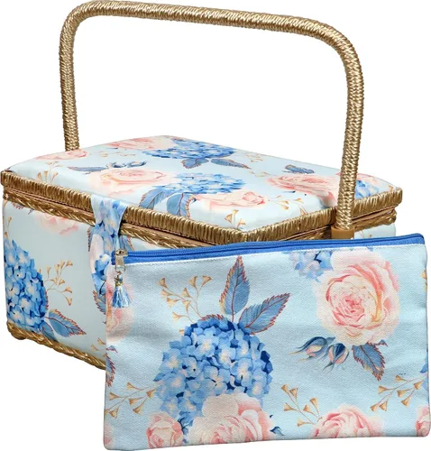 SINGER Sew'n Stow 00045 - Cesta de coser y bolsa con cremallera, estampado de hortensias Estampado De Lunares