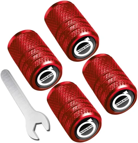 Tapones de Válvula de Llanta de Coche de Metal de Repuesto para Volvo S90 S60 XC60 XC40 XC90 V40 V60 S60 S80 Serie Cubierta de Válvula de Llanta Rojo