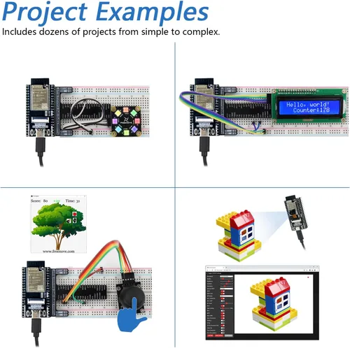 Miniatura 4 de Freenove ESP32 Kit Dev CAM Board Ultimate Starter Kit, Microcontrolador Dual Core 32-bit 240 MHz, Cámara integrada WiFi+BT, Tutorial de 795 páginas