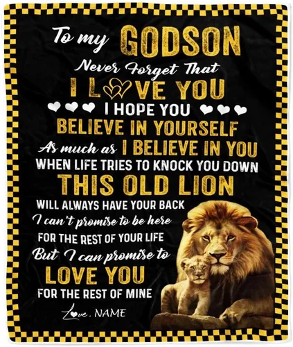 Miniatura 21 de Manta personalizada con texto en inglés «To My Godson», de Godmother Godmother Wolf Moon, My Love for You is Forever Godson Birthday Christmas