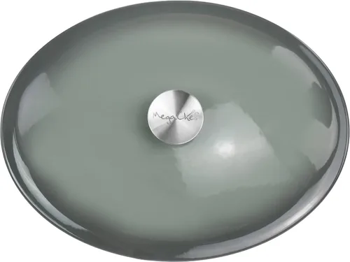 Miniatura 6 de MegaChef Cazuela ovalada de hierro fundido esmaltado de 7 cuartos en gris