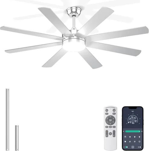 Miniatura 12 de Ventiladores de techo de 60 pulgadas con luces – Moderno ventilador de techo negro con control remoto/aplicación, regulable, silencioso ventilador