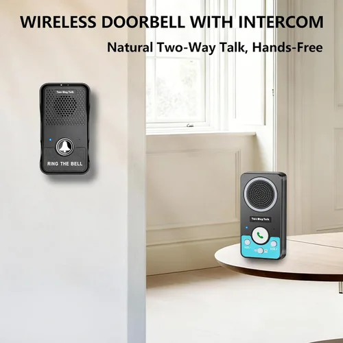 Miniatura 2 de Timbre inalámbrico con altavoz de audio de 2 vías, timbre de puerta de conversación natural manos libres, rango de 1300 pies, volumen de 8 niveles