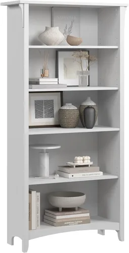 Miniatura 8 de Bush Furniture Salinas - Estantería alta de 5 niveles en acabado negro vintage, estantería alta, estantería grande para sala de estar, oficina