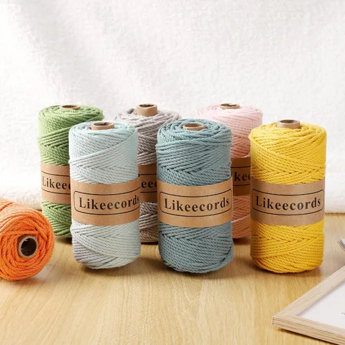 Miniatura 8 de Likeecords Cordón de algodón para macramé de 3mm x 100 metros, hilo torcido de 3 hebras, cuerda de macramé, hilo de algodón para macramé, cuerda