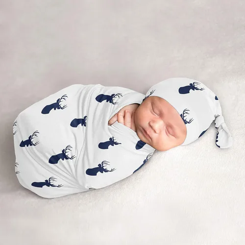 Miniatura 12 de Sweet Jojo Designs Mod Dino - Juego de 2 gorros y capullo para bebé, saco de dormir de punto elástico para bebé, recién nacido, saco de dormir, saco
