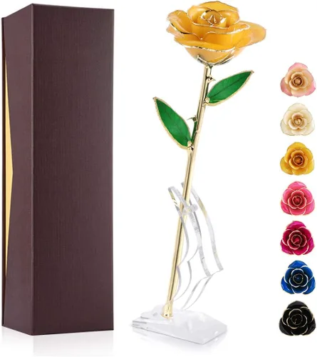 Miniatura 25 de Ejoyous Regalo de rosa para el día de la madre para mamá, rosa sumergida en oro de 24 quilates chapada en oro real preservada para siempre con Rosa