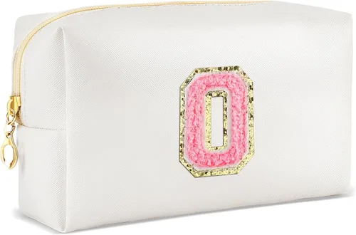 Miniatura 88 de URSKYTOUS Regalos para niñas, bolsa de maquillaje con inicial, bolsa de cosméticos personalizada con cremallera, bonita bolsa de aseo de viaje, Azul