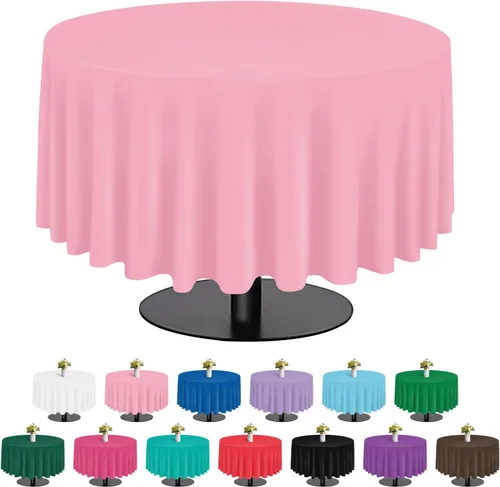 Miniatura 15 de tujol Paquete de 6 manteles de plástico de 84 pulgadas, manteles redondos desechables, manteles de plástico para fiestas