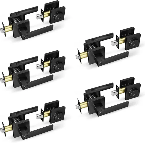 Miniatura 13 de Juego de cerraduras de puerta delantera, juego de cerradura de puerta exterior, manija de puerta con cerradura de cerrojo de un solo cilindro