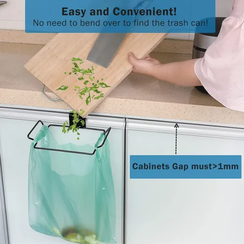 Miniatura 6 de Soporte Grande de Acero Inoxidable para Bolsas de Basura para Puertas y Armarios de Cocina, Negro