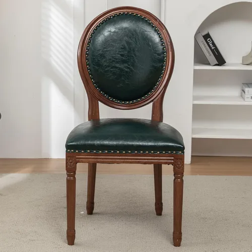 Miniatura 16 de Sillas de comedor de madera para casa de campo, sillas de cocina estilo país francés, silla vintage para sala de estar con respaldo redondo, silla