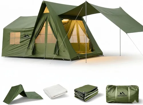 Miniatura 12 de SENLEETO Tiendas de campaña grandes inflables de 8/10/12 personas para acampar, tiendas de campaña hinchables de 4 estaciones con dosel/lona