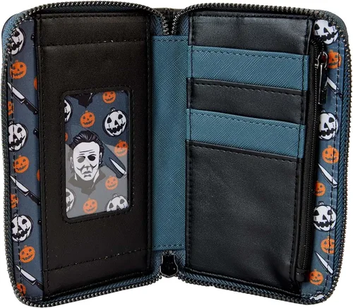 Miniatura 3 de Loungefly Halloween Brújula Internacional Michael Myers Máscara Zip Wallet Carteras de Halloween, Negro -, Bifold
