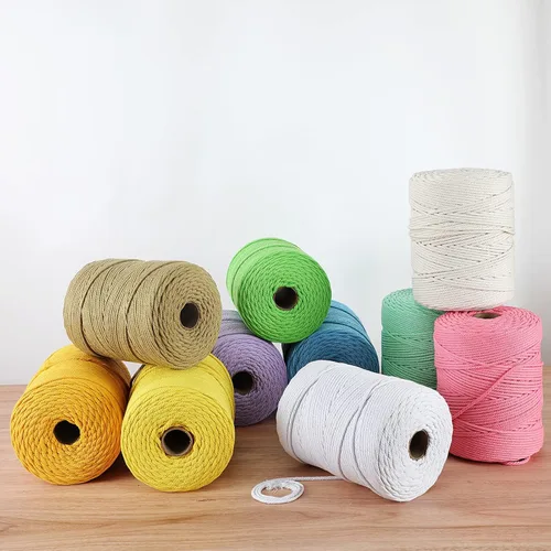Miniatura 4 de Cordón de macramé de 0.157 in x 328 yardas Cuerda de macramé 100% algodón natural Cuerda de algodón trenzado de 4 hebras para manualidades, Caqui