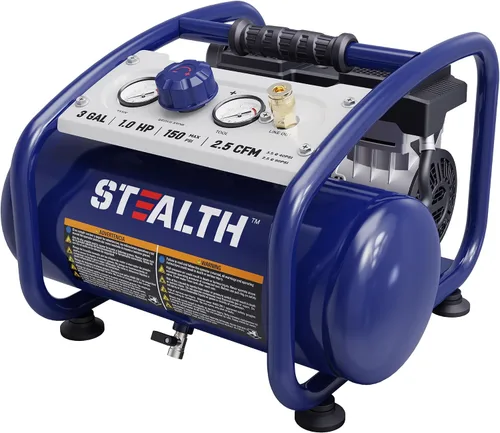 Miniatura 10 de Stealth Compresor de aire de 2 galones, compresor de 3/4 HP sin aceite, compresor de aire eléctrico ultra silencioso de menos de 60dB, presión