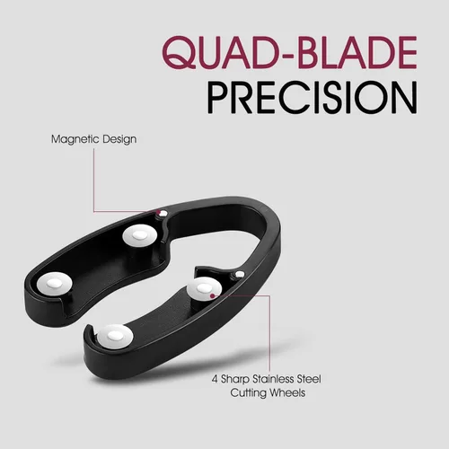 Miniatura 3 de GOBETTER Cortador magnético de papel de aluminio de 2 piezas, 4 cuchillas inoxidables, removedor de papel de aluminio, accesorio para abridor