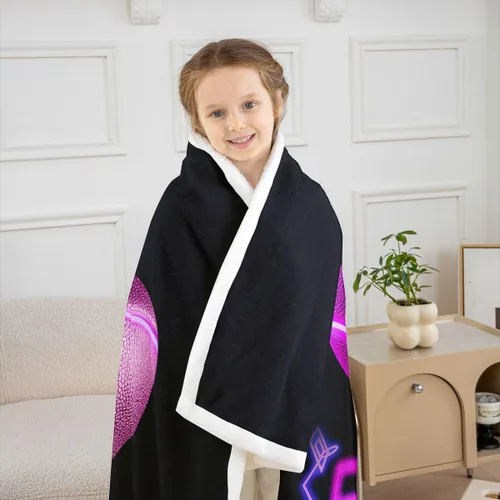 Miniatura 4 de Erosebridal Manta de baloncesto rosa para sofá para niños y niñas, manta de forro polar con temática deportiva, manta de sherpa brillante