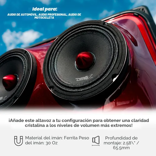 Miniatura 3 de Altavoz DS18 PRO de rango medio, cúpula en compresión de aluminio roja, altavoces de puerta de audio de alta calidad para auto o camión sistema