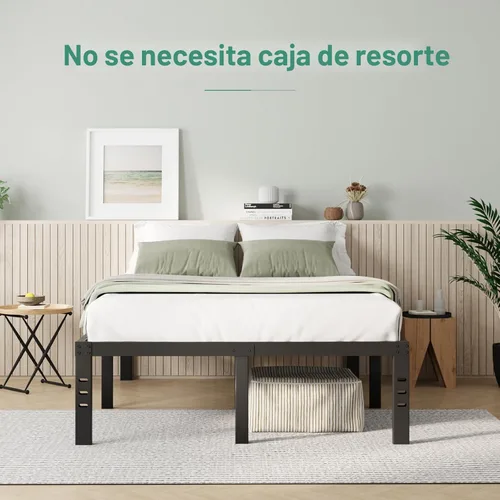 Miniatura 5 de Novilla Base de cama tamaño Queen, base de cama con plataforma de metal de 14 pulgadas tamaño Queen con espacio de almacenamiento debajo de la cama