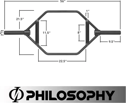 Miniatura 5 de Philosophy Gym Barra de trampa hexagonal olímpica de 2 pulgadas, barra profesional para peso muerto, encogimientos de hombros y sentadillas