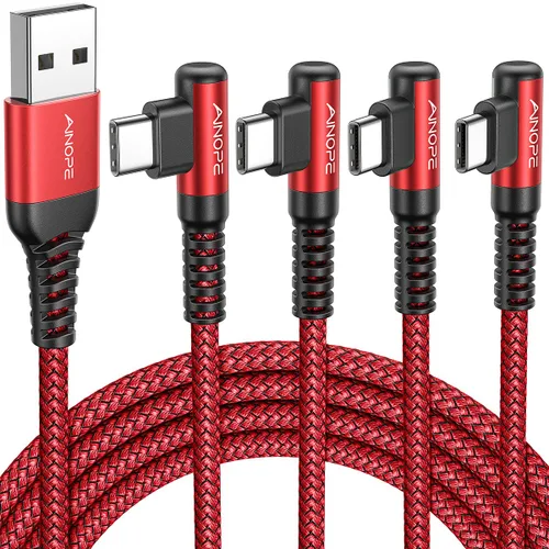 Miniatura 34 de AINOPE Cable USB a USB C [2 unidades, 6.6 pies] 3.1A tipo C cargador de carga rápida, cable USB C en ángulo recto para iPhone 17 Carplay, Galaxy Gris