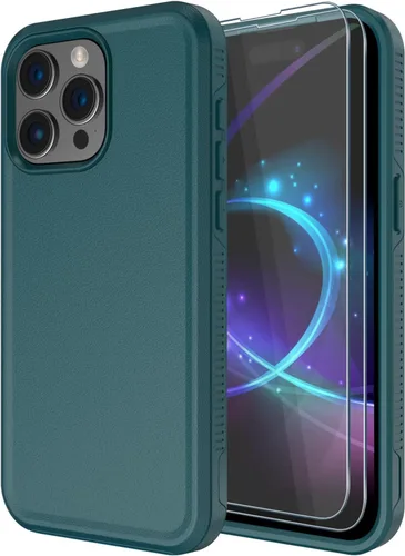 Miniatura 28 de Diverbox Funda para iPhone 15 Plus [a prueba de golpes] [a prueba de caídas] [protector de pantalla de vidrio templado], funda de protección