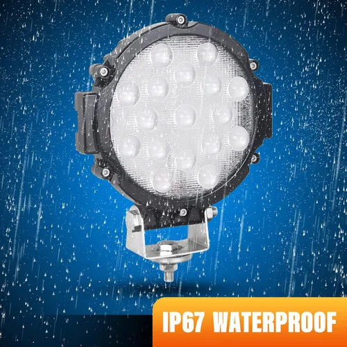 Miniatura 4 de Willpower 2 piezas 7 pulgadas 51 W negro punto haz redondo LED trabajo barra de luz DC 9-30 V para camión coche ATV SUV 4X4 Jeep camión lámpara
