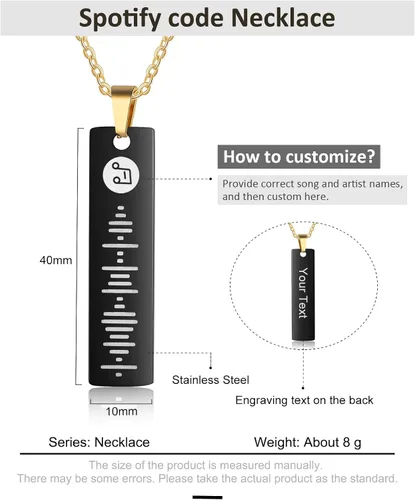 Miniatura 2 de ALBERTBAND Regalos de Navidad, collar de Spotify personalizado con música personalizada para mujer, collar de código de Spotify personalizado