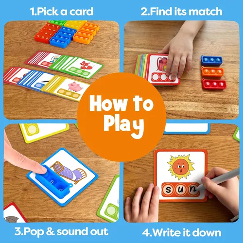 Miniatura 3 de Aizweb Juego de Palabras CVC, Juegos de Fonética Tarjetas Flash para Suministros de Aula de Preescolar Jardín de Infantes, Juguete Manipulativo