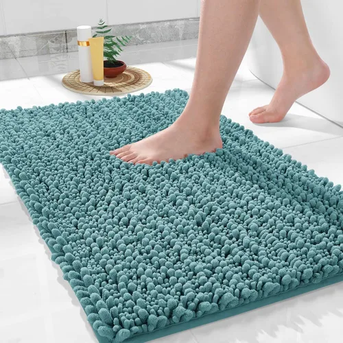 Miniatura 9 de Yimobra Alfombras de Baño Antideslizantes Lavables - Alfombra de Baño de Chenilla Ultra Suave Absorbente, Alfombra Peluda de Secado Rápido para Negro