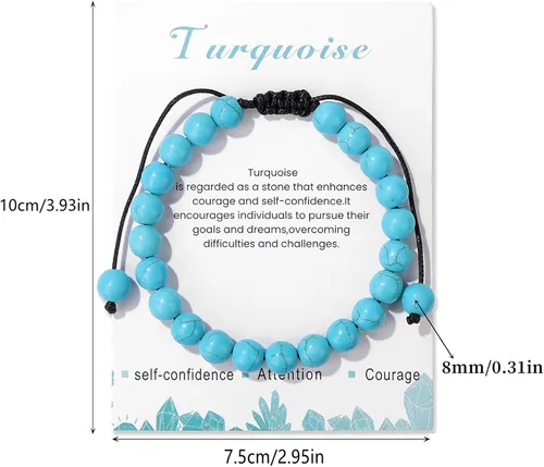 Miniatura 38 de Pulsera de cristal curativo para mujer de 0.315 in, pulsera de cuentas de cristal natural ajustable hecha a mano, joyería curativa, regalo