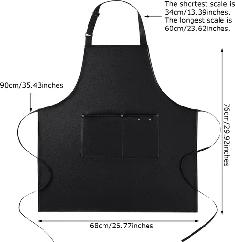 Miniatura 2 de eywlwaar Delantal impermeable de poliuretano con 2 bolsillos grandes, delantal ajustable a prueba de aceite para cocina, lavavajillas, cocina, 29.92