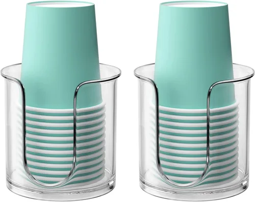 Miniatura 12 de Portavasos de baño, paquete de 2 dispensadores de tazas de 3 onzas para encimera de tocador de baño, dispensador pequeño de vasos de papel para Negro