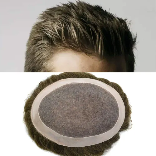 Miniatura 13 de LYRICAL HAIR Extensiones finas monocelares duraderas para hombre, perímetro NPU para hombre, tupé negro, sistema de cabello humano de repuesto