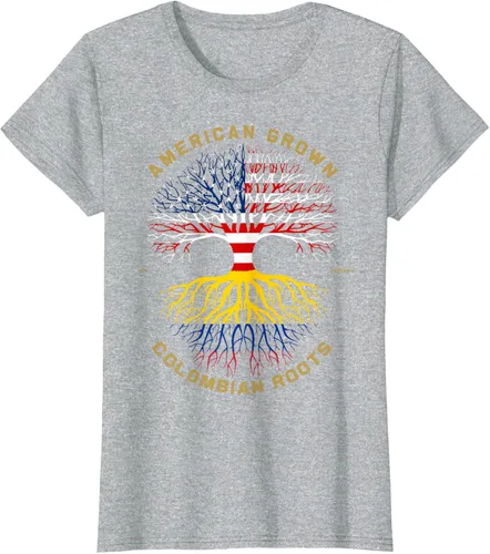 Miniatura 24 de Camiseta de regalo con la bandera de Estados Unidos con árbol de raíces colombianas