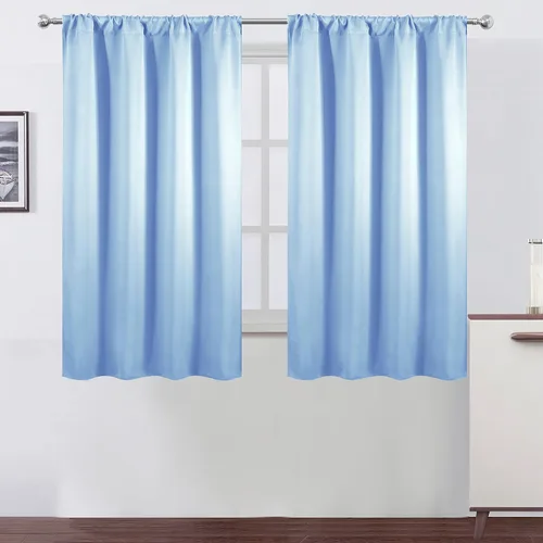 Miniatura 132 de LEMOMO Cortinas opacas negras para cocina, 42 x 45 pulgadas, juego de 2 paneles de cortinas opacas con bolsillo para cortinero para ventana pequeña