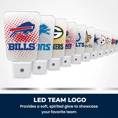 Miniatura 2 de Party Animal Luz nocturna LED del equipo de la NFL, con sensor automático y 3 ajustes de luz, diseño delgado de 5 pulgadas que se adapta a enchufes