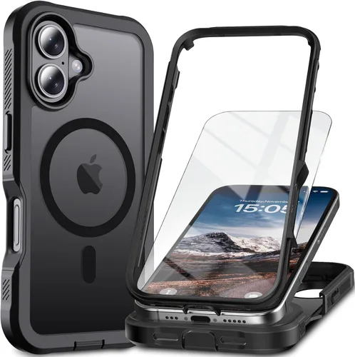 Miniatura 12 de Funda magnética para iPhone 13 Pro Max, protector de pantalla, compatible con MagSafe, protección contra caídas de grado militar, protección