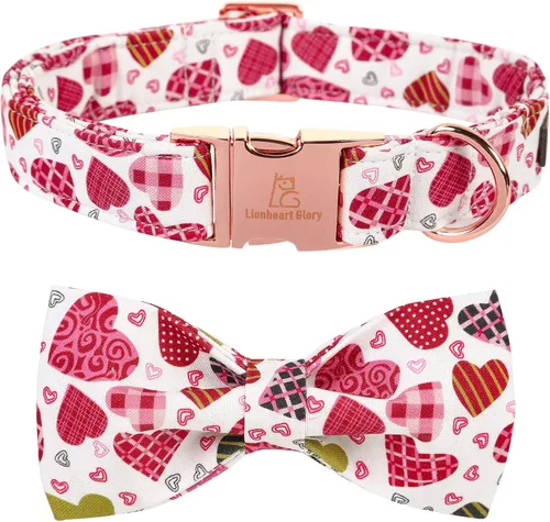 Miniatura 22 de Lionheart glory Collar de lazo para perro para el día de San Valentín, collar de perro para perros grandes, collares de perro con corazones con A