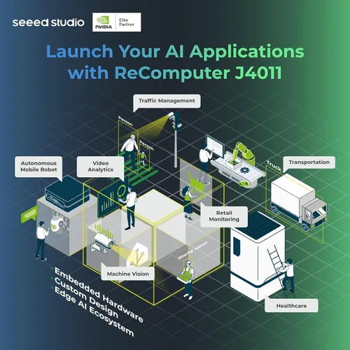Miniatura 9 de reComputer J4011-Edge Dispositivo AI con módulo NVIDIA Jetson Orin™ NX de 8 GB, 4xUSB 3.2, M.2 Key E y ranura Key M, carcasa de aluminio, sistema