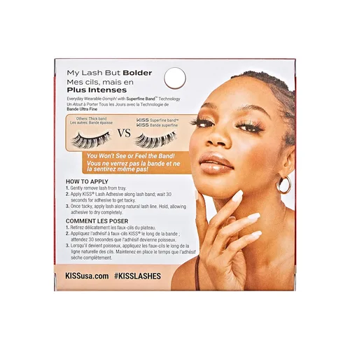 Miniatura 2 de KISS My Lash But Bolder - Pestañas postizas de volumen 3D, delgadas, delgadas, negras, cómodas, voluminosas, de aspecto natural, visón sintético