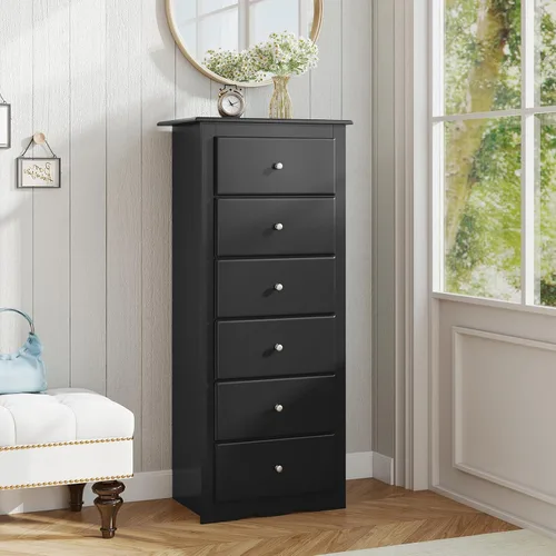 Miniatura 2 de Giantex Cómoda de 6 cajones para dormitorio, cómoda de madera con asas de metal y gran capacidad, organizador de ropa de 16" P x 23.5" A x 53.5" Al